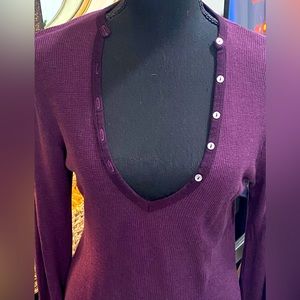 Sharon Segal of Fred Segal on Melrose, Purple long sleeve Henley, L